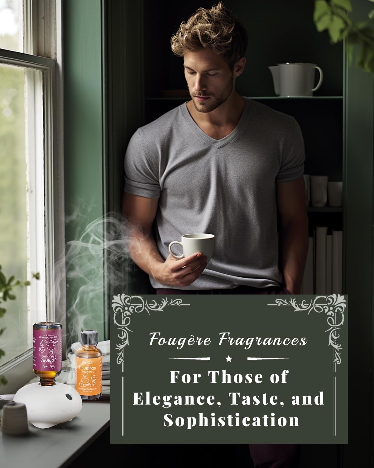 VTS Hotel Scent Essential Oils with Waterless Diffuser, Premium Gift for Women, Couples, Friends (1 fl.oz Fougere Hotel Fragrance Oil x 2 & Portable Diffuser)