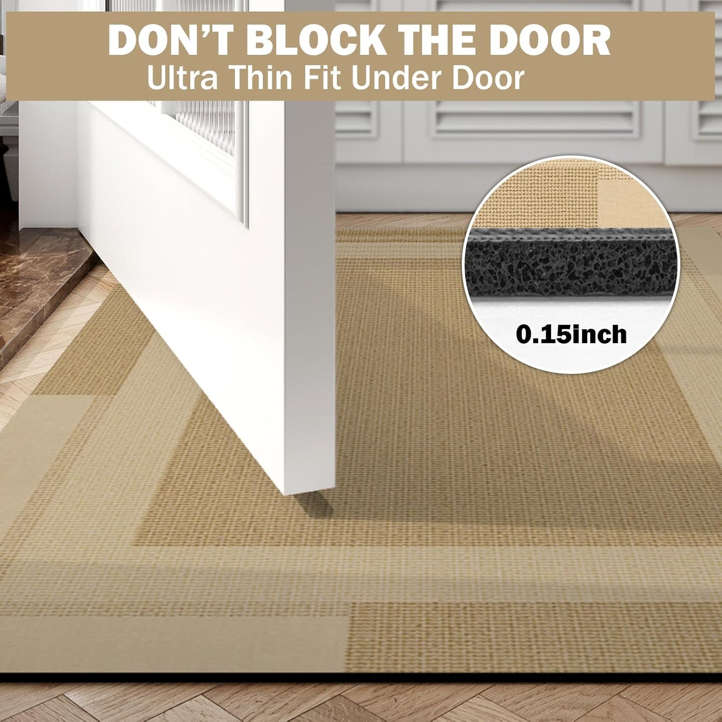 Non Slip Bath Mat, Rubber Backing Ultra Thin Bathroom Rugs Fit Under Door Quick Dry Super Absorbent Washable Bath Rug Shower Mat for Bathroom Floor Bathtub Shower Sink, Easy Care Brown 20"x 32"