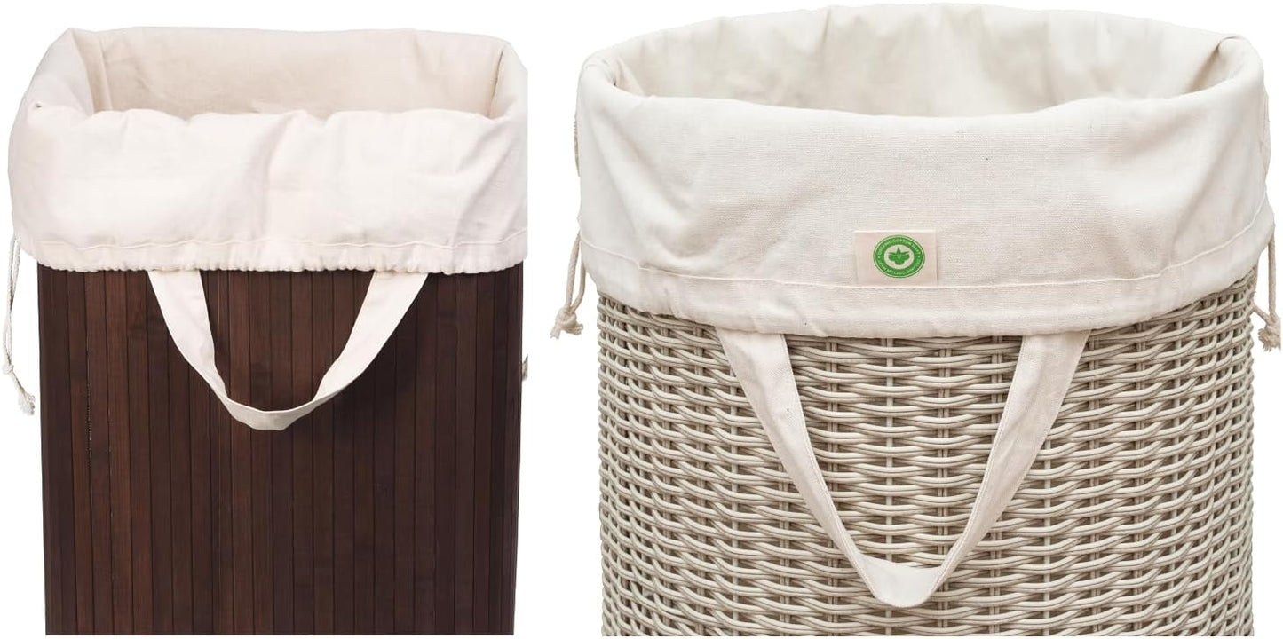 Heavy Duty Laundry Hamper Bags - Extremely Sturdy, Durable Canvas Replacement Laundry Hamper Liner - Works for Round & Square Hampers with Drawstring Closure (3 Pack)