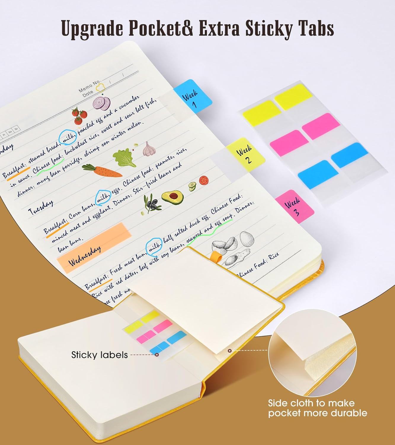 Lined Journal Notebook, 365 Pages B5 Journals for Writing College Ruled Notebook, Hardcover Leather Journal for Women Men, Daily Notebook for Work, Note Taking,100Gsm Thick Paper( 7.6'' X 10'' Yellow)