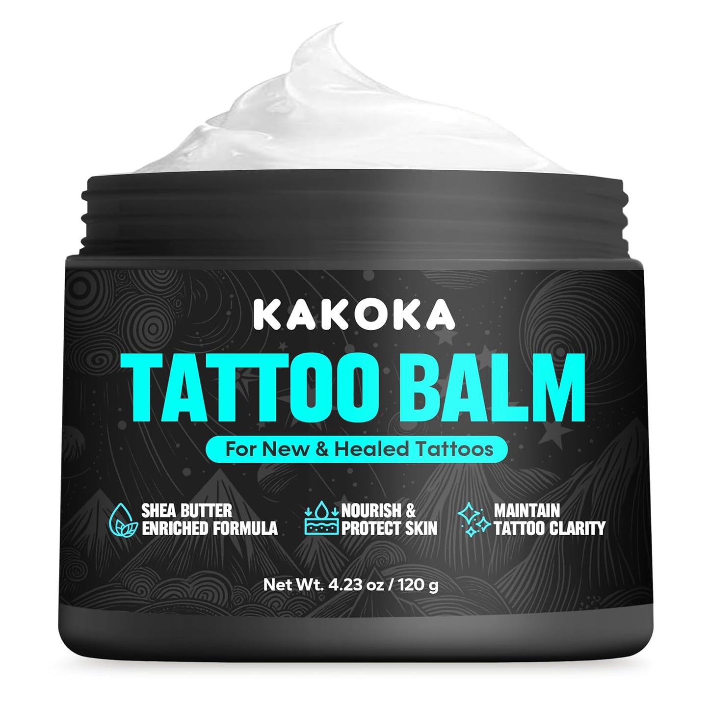 Tattoo Aftercare (4.23 oz), Tattoo Balm, Natural Shea Butter Formula Tattoo Lotion, Nourishing Properties and Color Support for New and Existing Tattoos, Tattoo Care Cream for Daily Use