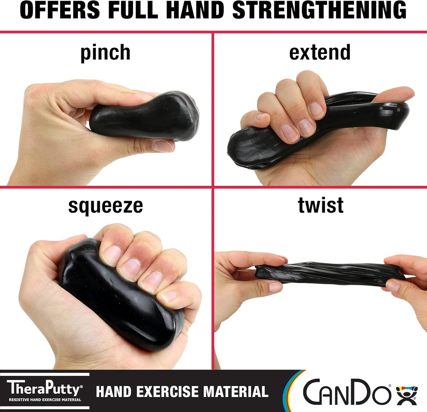 CanDo TheraPutty Standard Hand Exercise Putty For Rehabilitation, Exercises, Hand Therapy, Occupational Therapy, Hand Strengthening, Improve Motor Skills, Stress Relief