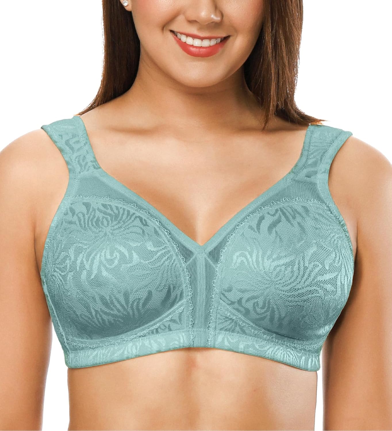 ZeroBound Women's Minimizer Bras Comfort Cushion Strap Wirefree Full Coverage Large Bust Non-Padded Bra