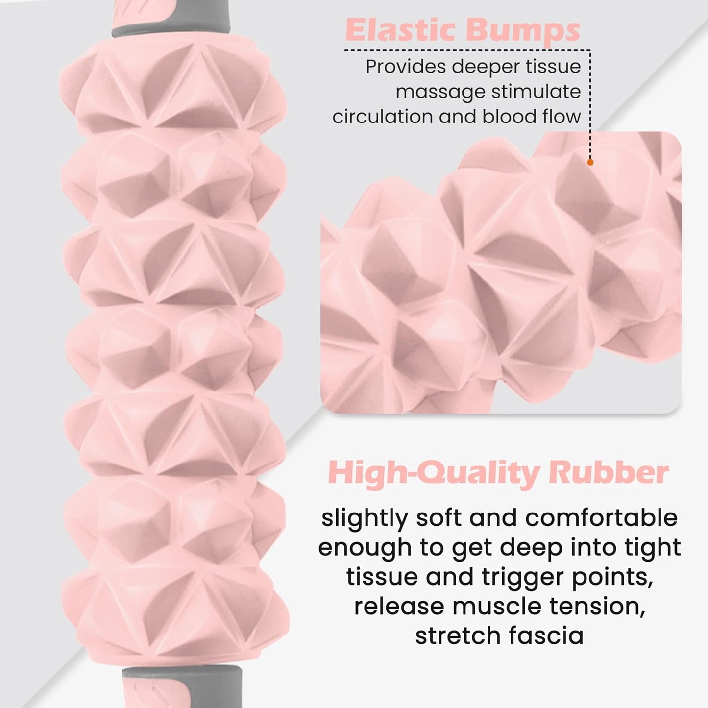 KITWILD Muscle Roller Stick, Massage Roller Stick for Athletes, Body Massage Stick for Muscles Deep Tissue, Muscle Relaxation Roller for Physical Therapy, Myofascial Release, and Yoga Therapy, Pink