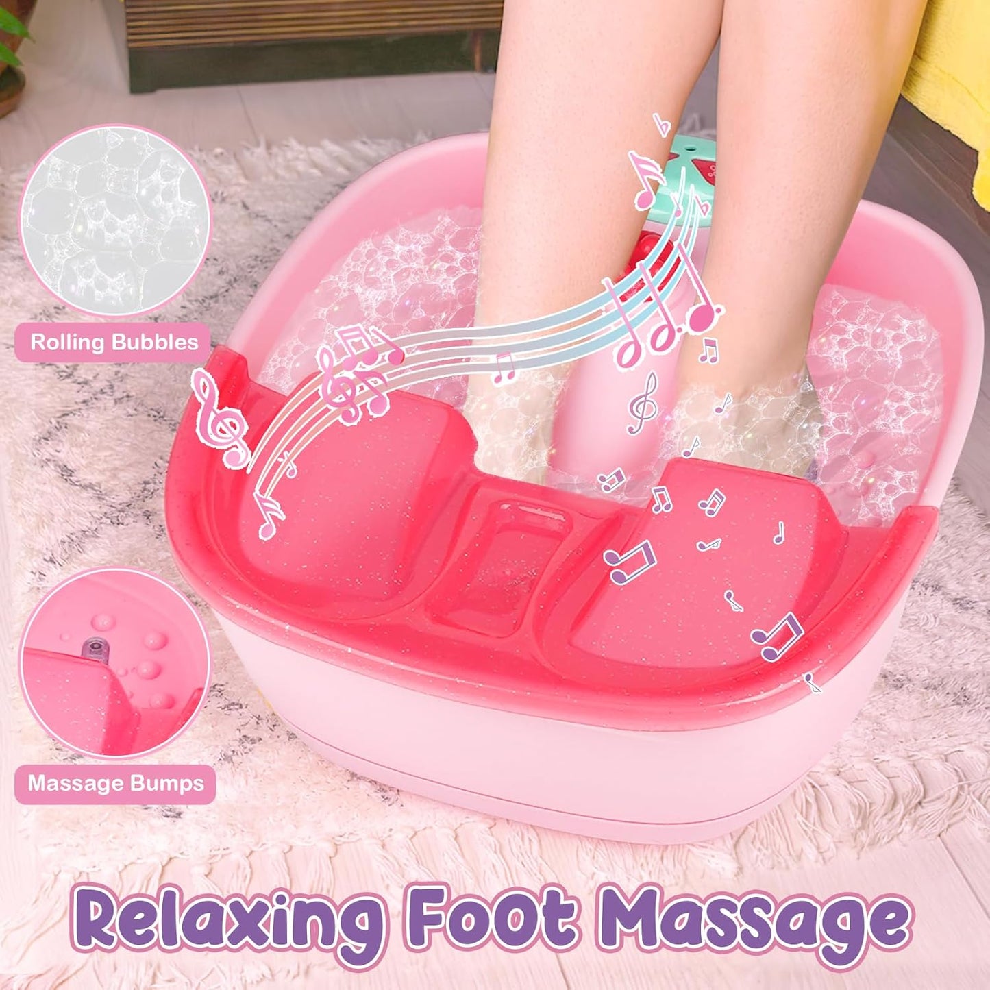 Kids Foot Spa & Nail Kit - Kids Spa Day Kit for Girls with Mask Foot Bath and Nail Dryer - Manicures Pedicure Toy Kit Nail Art Salon Girl Stuff - Christmas Birthday Gifts for 6 7 8 9 10-12 Year Old