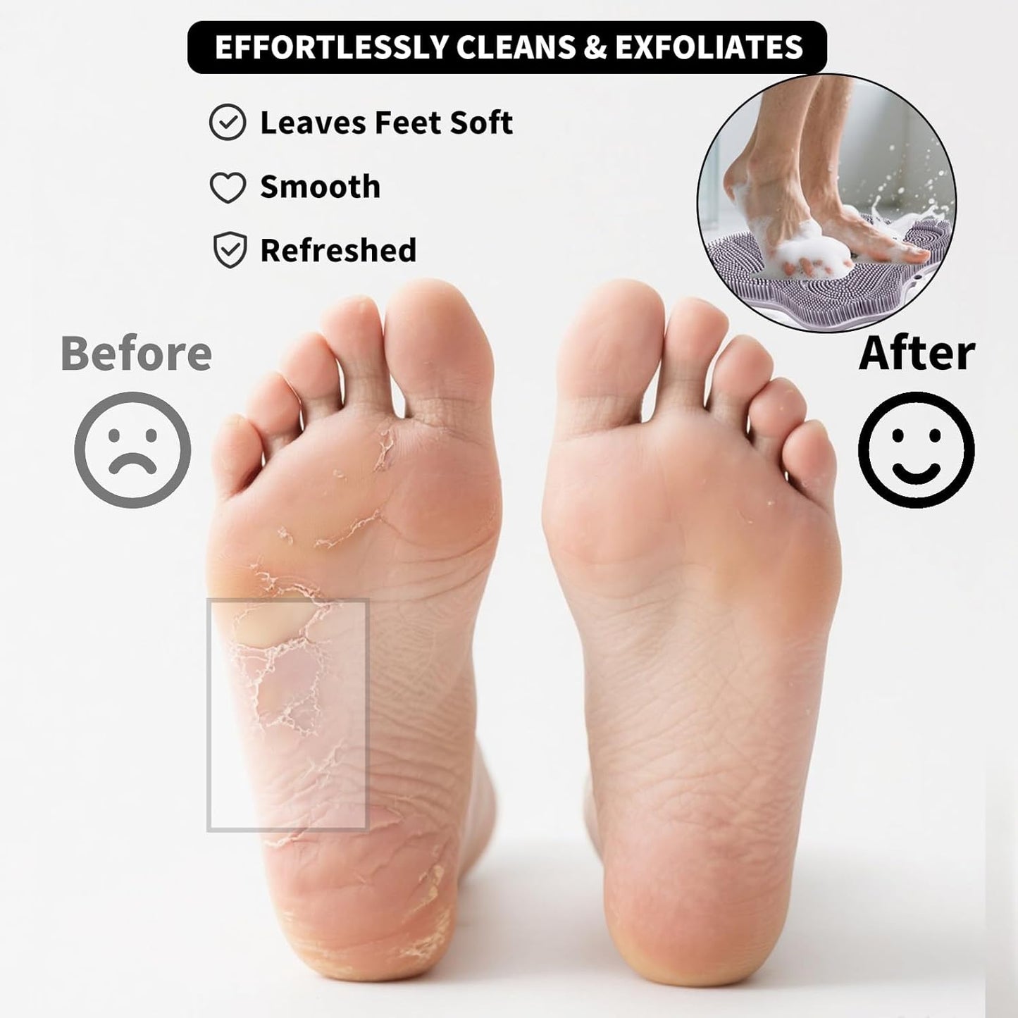 Show Foot Scrubber Mat & Silicone Back Scrubber with Butterfly Form Design,3 Brush Designs for Deep Cleaning Shower Foot Scrubber Mat, Wall Mounted Back Scrubber Silicone Bath(Grey)