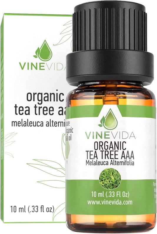 VINEVIDA Organic Tea Tree Essential Oil 10 mL - Undiluted Candle Scent DIY Scents for Candlemaking Soap Making,4OZV-OBP-ORG-TEA-10ML