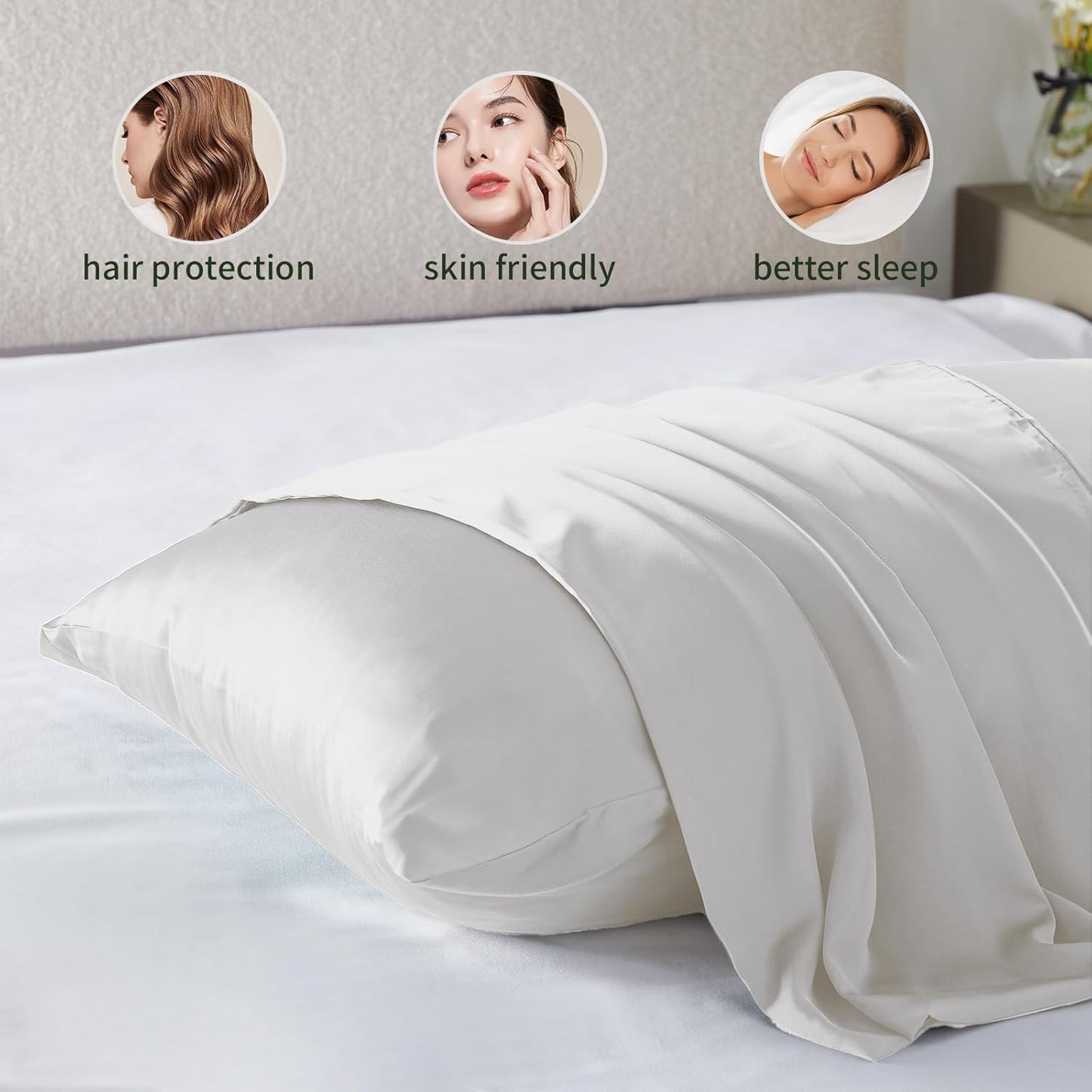 Silk Pillow Cases for Hair and Skin Mulberry Silk Pillowcase Soft Both Sided Natural Silk Pillow Cases with Zipper Beauty Sleep Pillowcase 1 Pack for Gift (Standard, White)