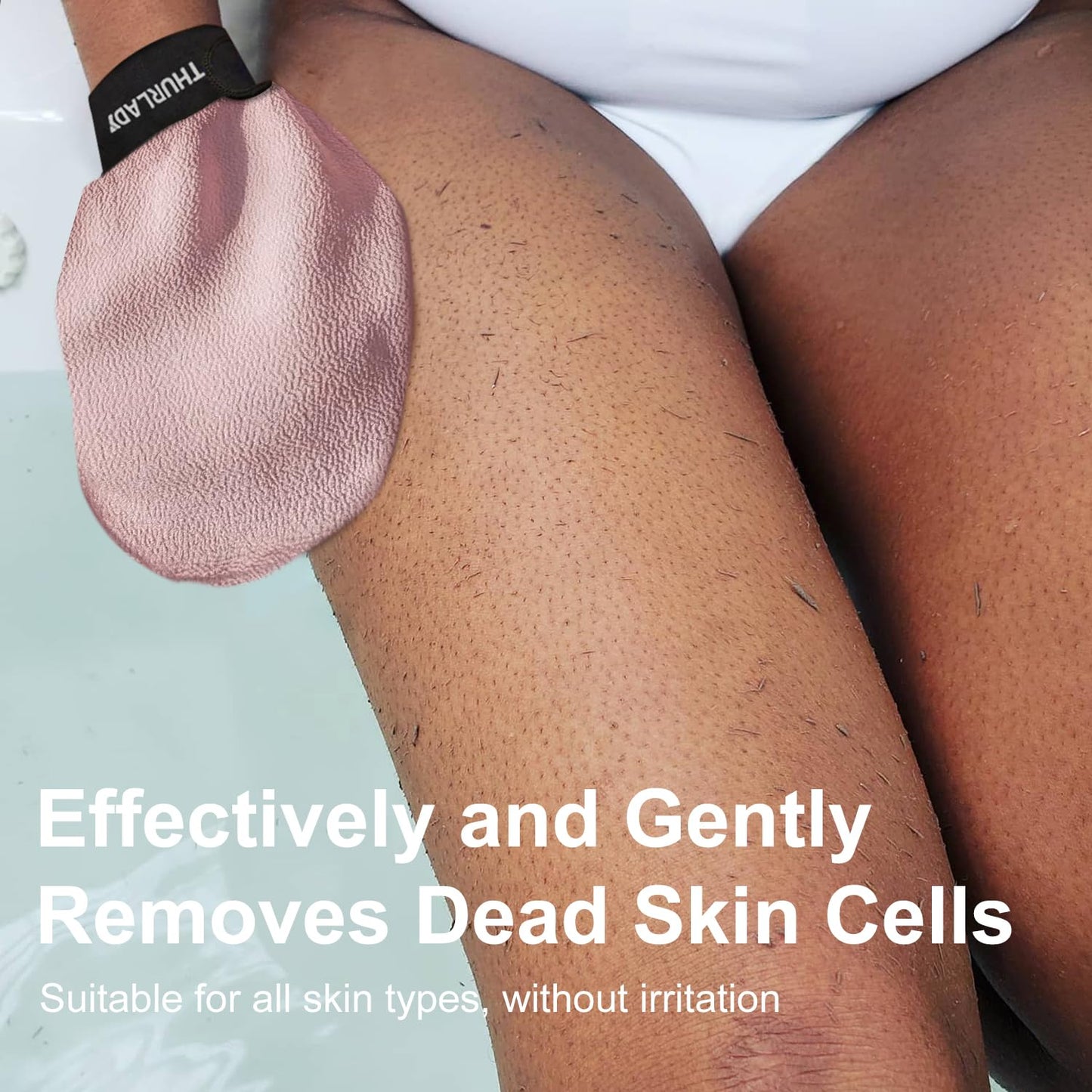 Exfoliating Glove - Korean Exfoliating Mitt - Exfoliating Body Scrubber, Body Exfoliator Scrubber, Viscose Fiber Shower Mitt, Dead Skin Remover for Smooth Skin, Self-Tan Prep & Removal, Lilac