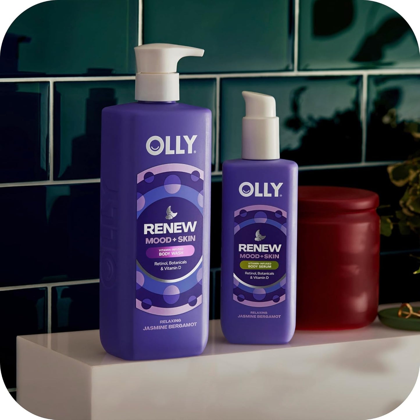 OLLY Renew Body Lotion-Serum with Vitamin D, Retinol & Botanicals – Nourishing Cleanser for Skin Barrier Repair, Deep Hydration, Jasmine Bergamot Scent, 8oz