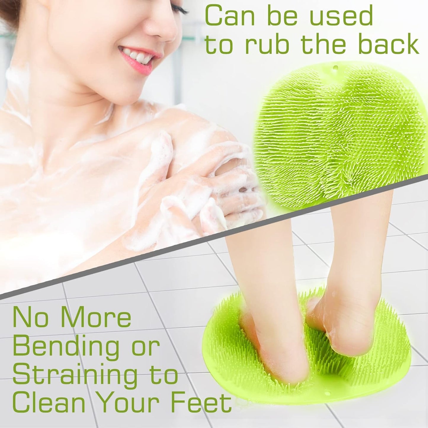 Shower Foot Scrubber Mat Back Washer Back Exfoliating Bath Wash Pad Wall Mounted Slip Suction Cups Foot Scrubber for Use in Shower Cups Foot Cleaner for Men and Women