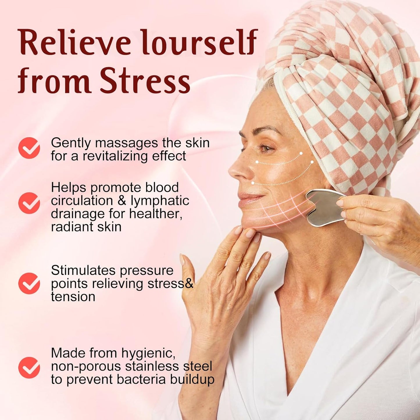 Gua Sha & Face Roller, Stainless Steel Gua Sha Facial Tools for Face, Eyes,Chin & Jawline Sculpting,Body Gua Sha Tools with Pouch