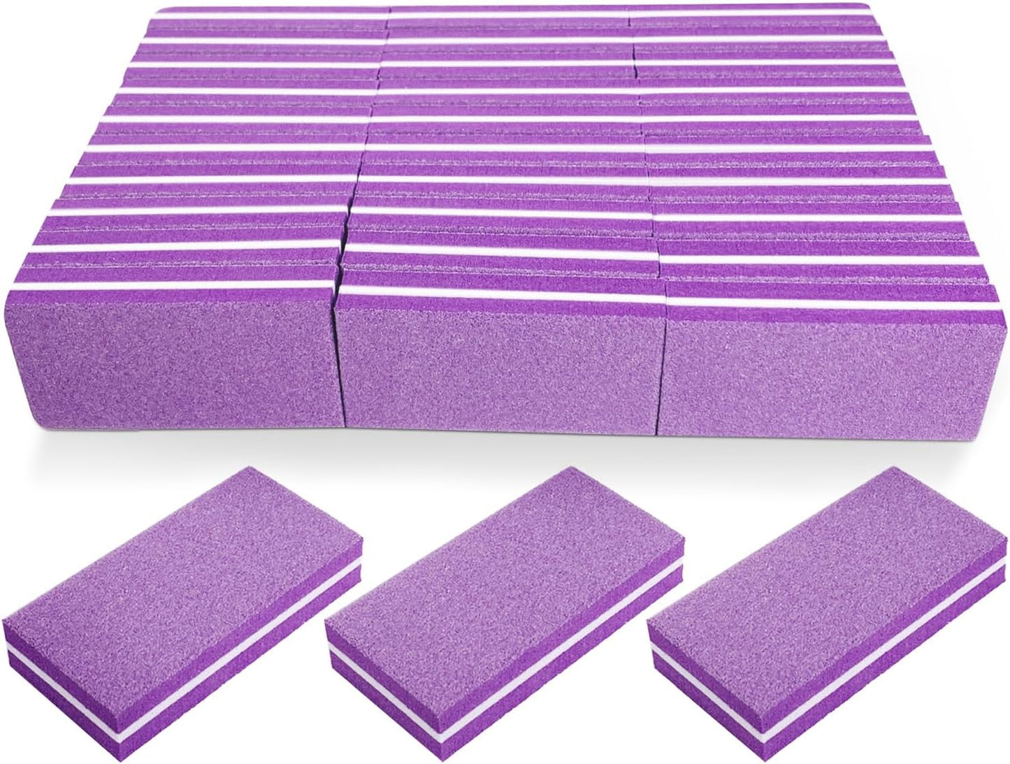 Nail Buffers (30 Pcs), Buffer Block Nail File for Acrylic and Natural Nails, 100/180 Grit Small Nail Buffer Block Bulk Buffing Nail Buff limas para unas acrilicas Professional Manicure Set Purple