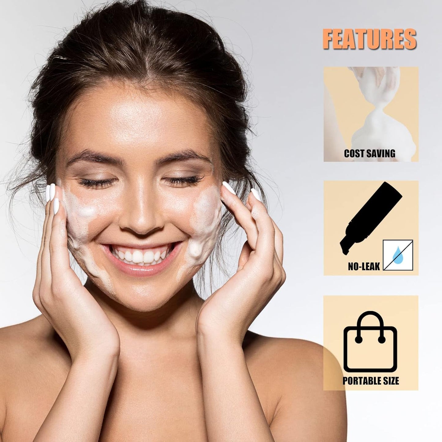 Lil Ray 2 Oz Empty White Foam Pump Bottle, Foamer Soap Dispenser for Lash Shampoo, Hand Soap, Foaming Cleaner(Rose Gold Pump, 12 PCS)