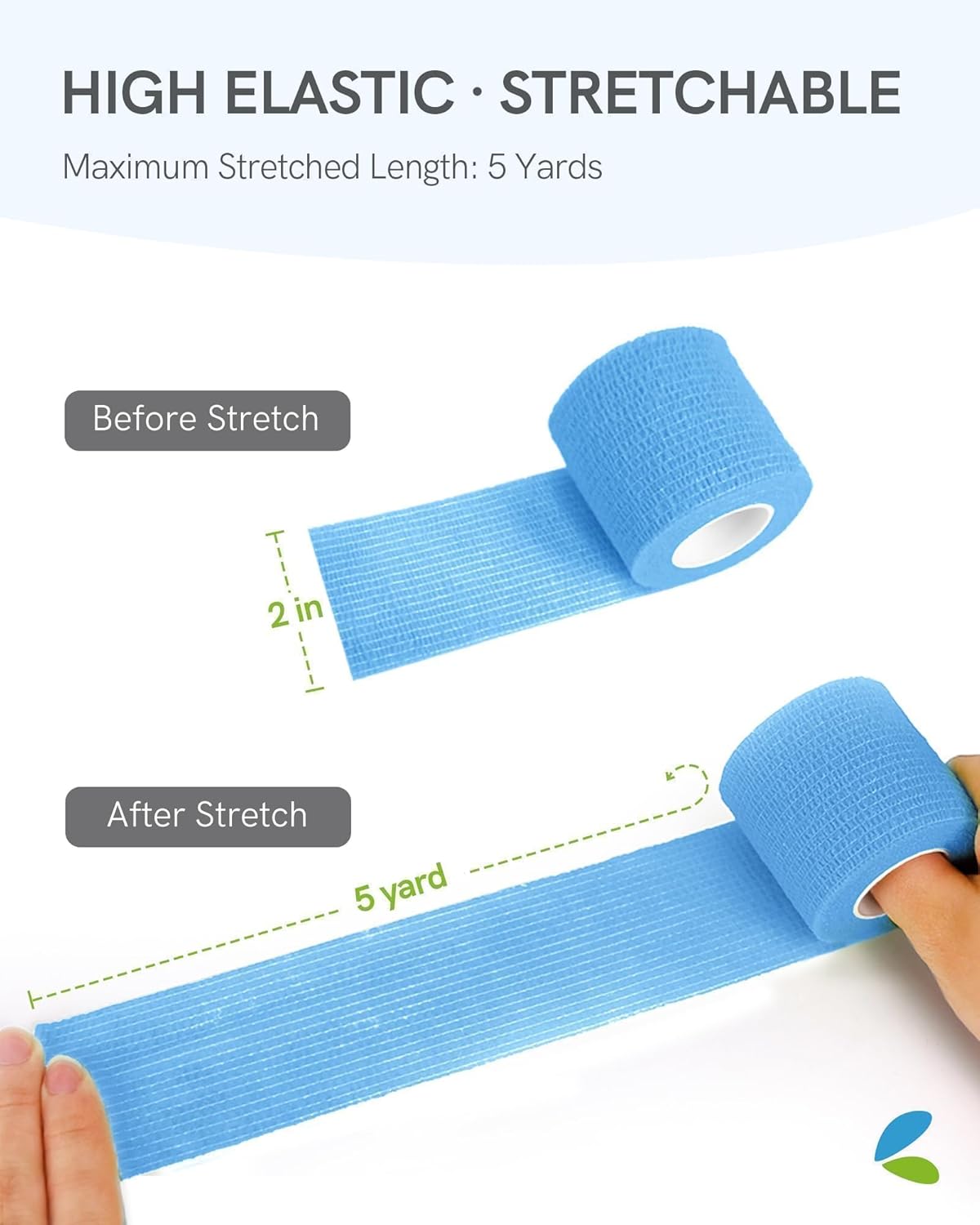 FriCARE Self Adhesive Bandage Wrap, Medical Tape in First Aid Kit, Cohesive Bandages for Wounds Sport Vet, FSA/HSA Eligible, 2 Inches X 5 Yards 6 Rolls, Fluorescent Blue