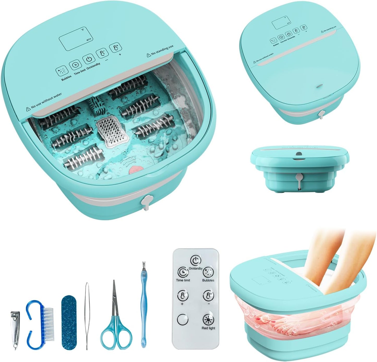 Pedicure Foot Spa with Bubble and Heat,Collapsible Foot Soaking Tub with Remote Control,Pedicure Tools for Feet,Foot Bath Soak Tub Gift for Women/Men,Mom/Dad