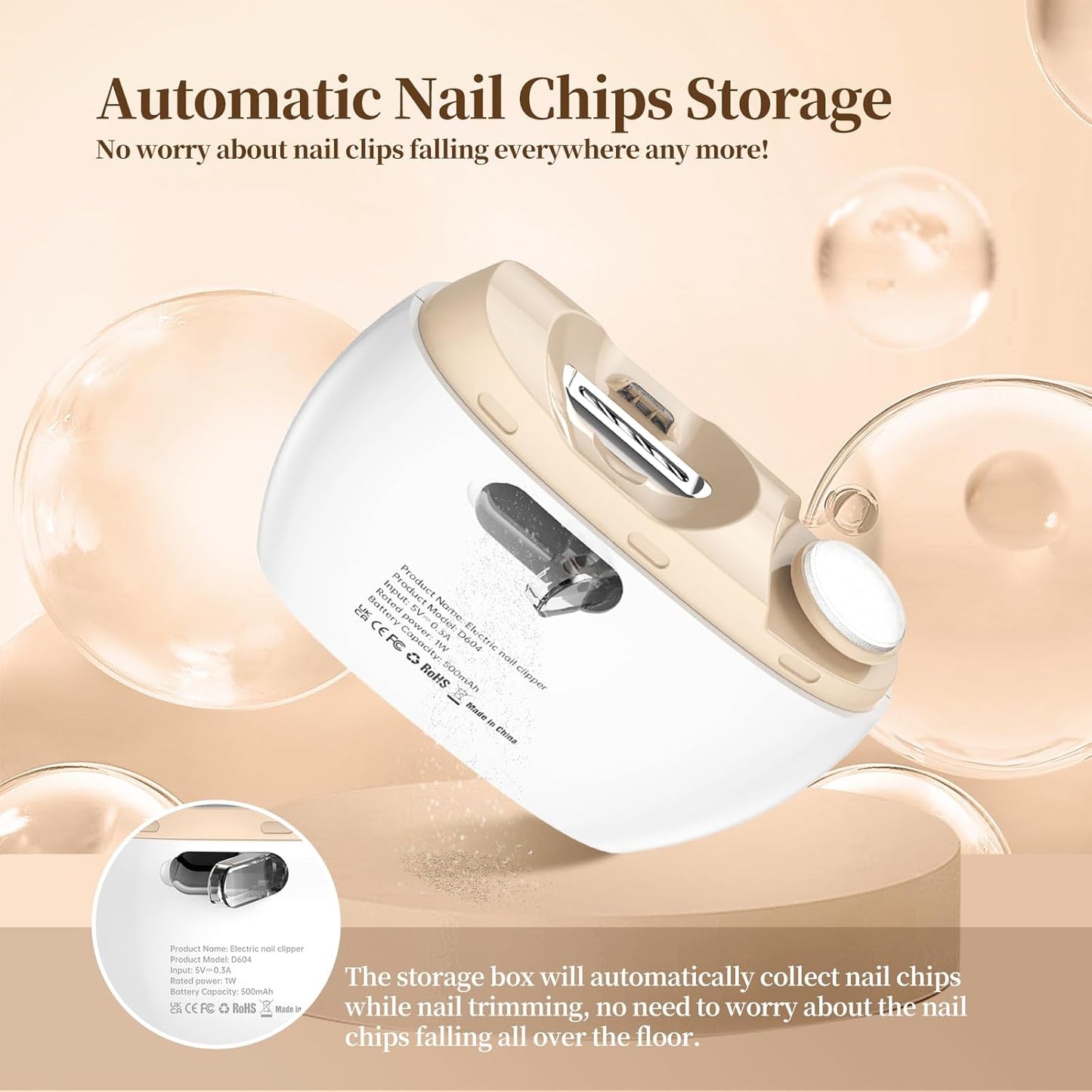 Electric Nail Clipper,2-in-1 Automatic Nail Clipper,ElectricNail Grinder,40DB Seniors Nail Trimmer,LED Light ElectricNail Trimmer for Baby,Kids,Adults,Seniors,Manicure Set,Nail Kit Portable White