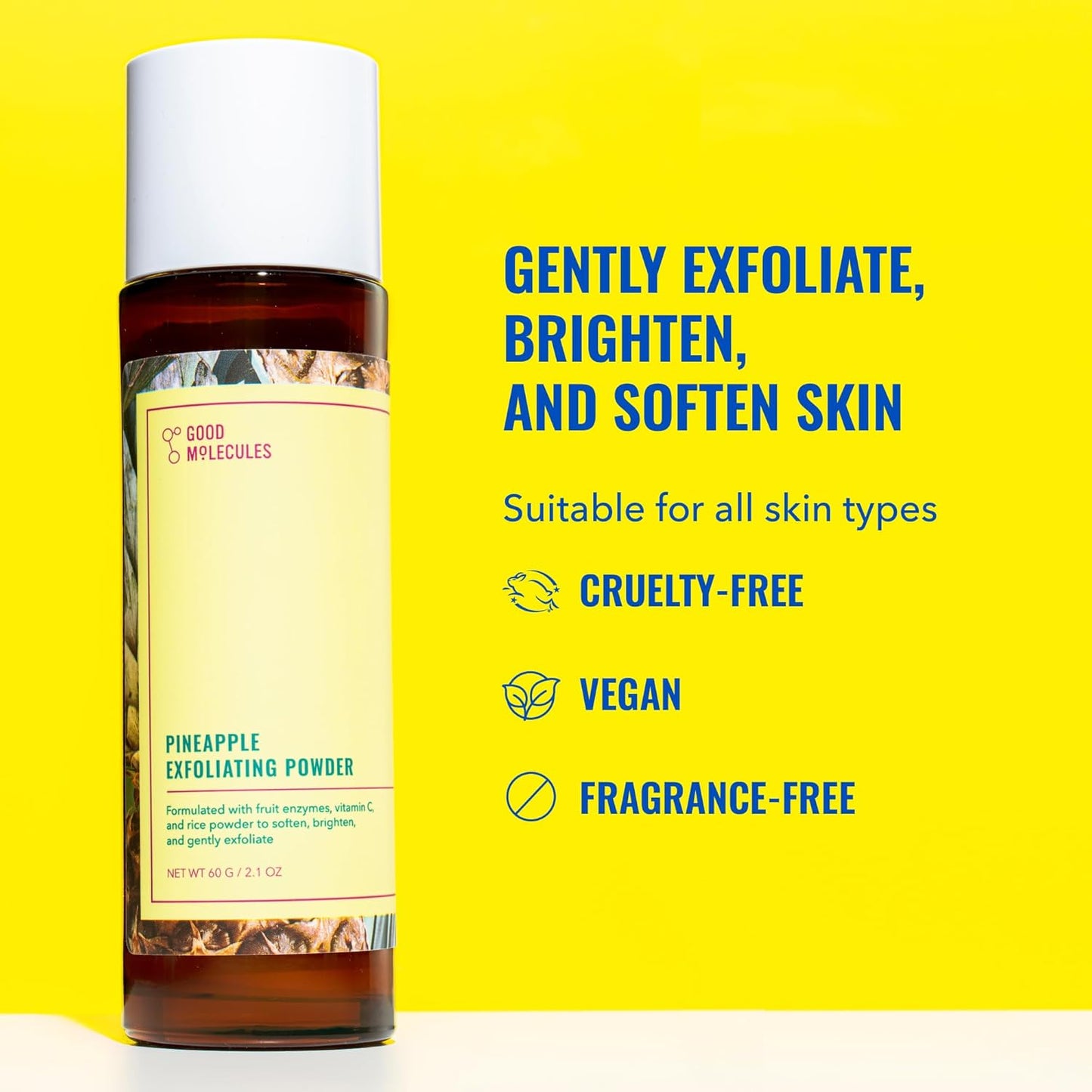 Good Molecules Pineapple Exfoliating Powder - Exfoliating Face Scrub with Natural Enzymes, Gentle Alcohol-Free Facial Cleanser, Skin Care for Face