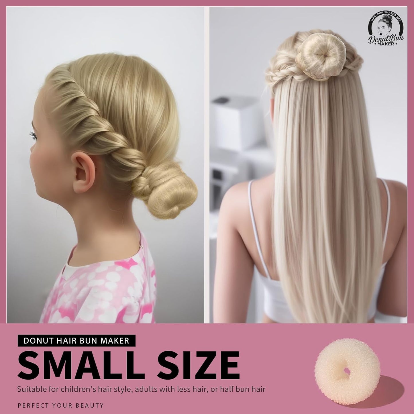 Teenitor Hair Bun Shaper Set with Extra-large, Large, Medium, Small Doughnuts Ring Stylers, 20pcs Blonde Large Bobby Pins