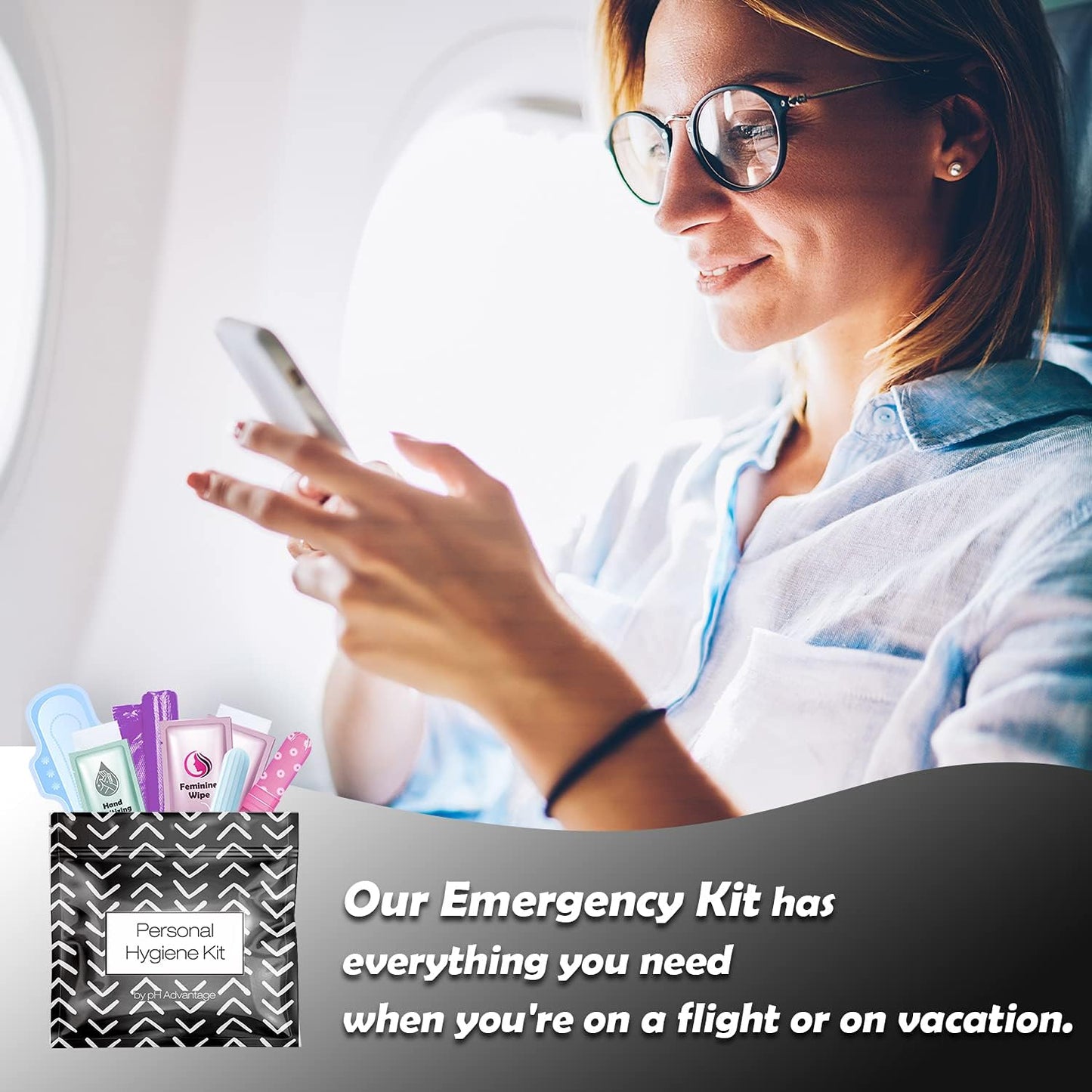 30 x Menstrual All-in-One Kits - Assorted Colors | Convenience on The Go | Single Period Kit Packs | Individually Wrapped Feminine Hygiene Products (Black Treads/Blue Forest/Green Ferns)