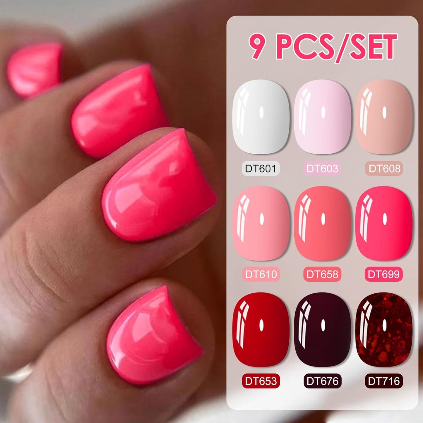 MEET ACROSS 9 Colors Gel Nail Polish + 3PCS Function Gel Nail Polish Kit,Fashion Nail Art Set Design Gifts for Women Manicure Salon (SET19, 12pcs)