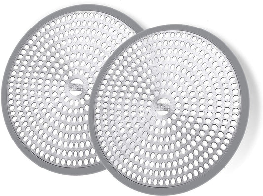 LEKEYE Shower Hair Catcher Drain Protector Strainer-Steel & Silicone 2 Pack