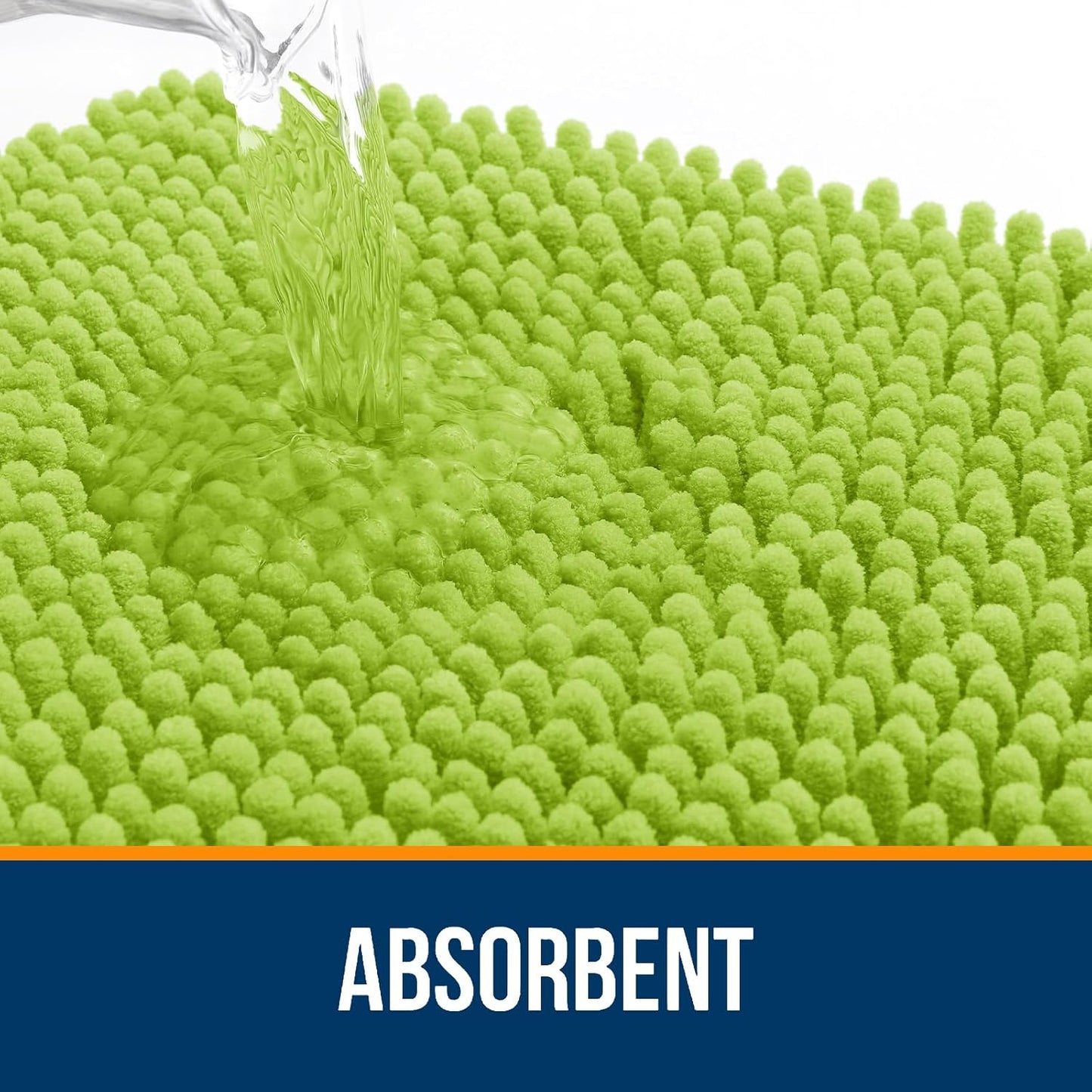 OLANLY Bathroom Rugs 30x20, Extra Soft Absorbent Chenille Bath Rugs, Rubber Backing Quick Dry, Machine Washable Bath Mats for Bathroom Floor, Tub and Shower, Home Decor Accessories, Bright Green