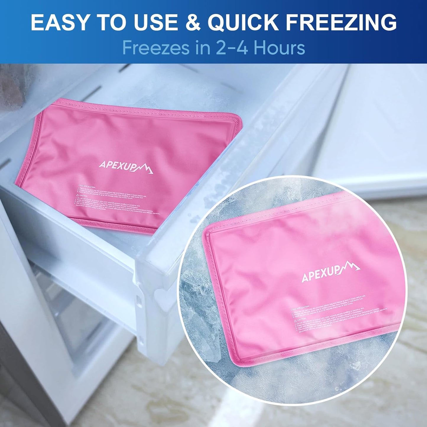 APEXUP Gel Ice Packs for Injuries Reusable, Flexible Double Sided Cold Packs for Injuries, Ice Pack for Knee, Shoulder, Back, Hip, Leg, Arm (Pink, S, 1PK)
