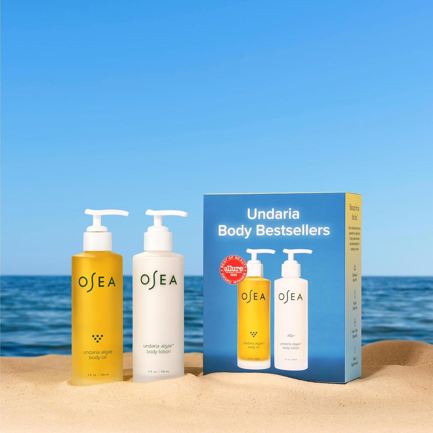 OSEA Undaria Body Bestsellers Full Size Set – Includes Undaria Algae™ Body Oil 5oz & Undaria Algae™ Body Lotion 5oz – Hydrating & Firming Body Care – Perfect Holiday Gift Set