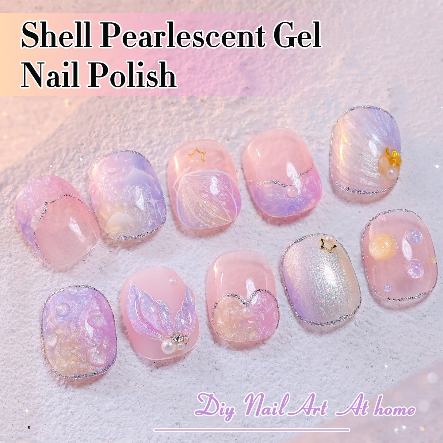 Double Rhythm Gel Nail Polish Set of 6 Colors Baby Light Pastel Milky Nail Polish Starter Kit Art DIY Salon Home (Pearl White Pink Green Blue Yellow Purple,Kit 30)