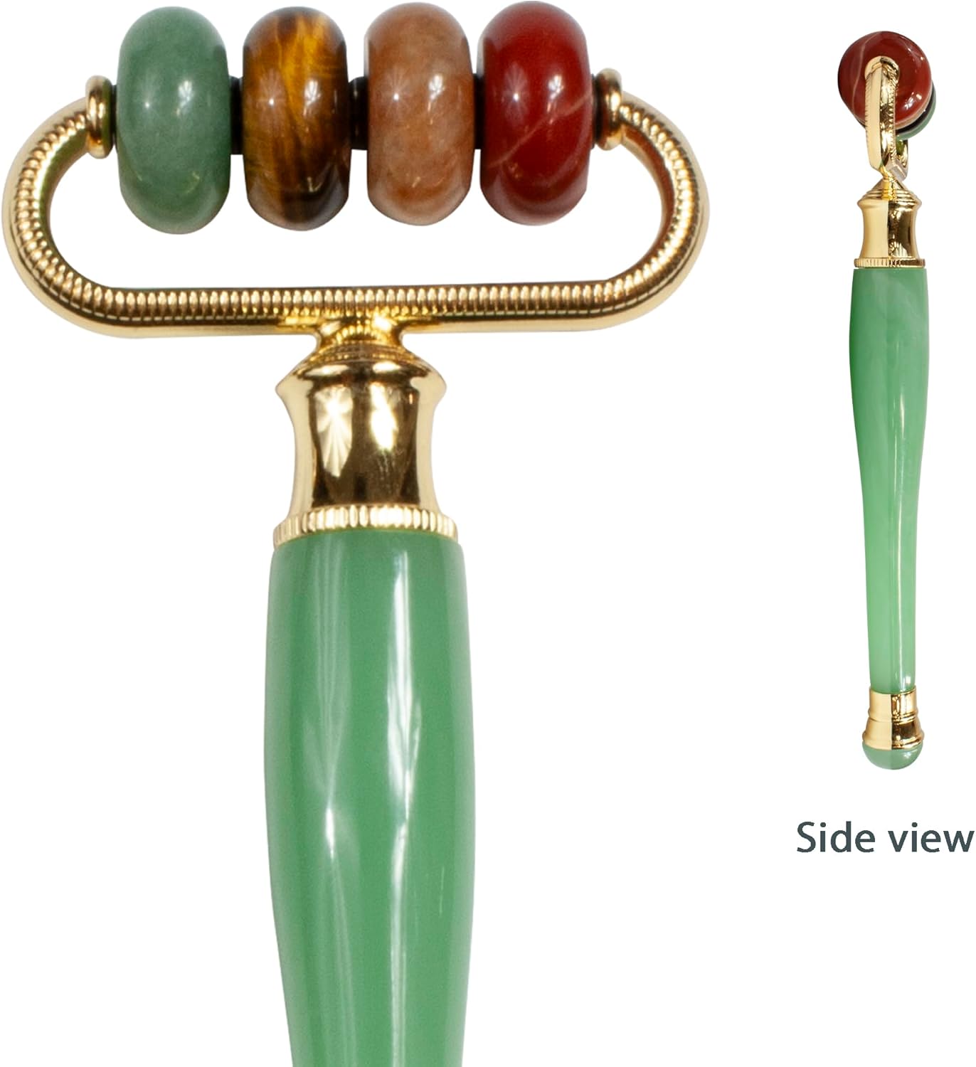 Eurow Luxe Multi-Stone Jade Face Roller for Skincare, Puffiness, Wrinkles, Relaxation, Circulation, Product Absorption & Massage, Rejuvenating Facial Tool for Women & Men, Multi-Color