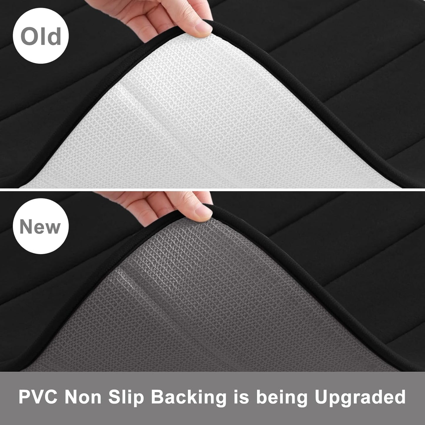 Buganda Memory Foam Bath Mat, 47" x 17", Ultra Soft and Non-Slip Bathroom Rugs, Water Absorbent and Machine Washable Bath Rug Runner for Bathroom, Shower, and Tub, Black