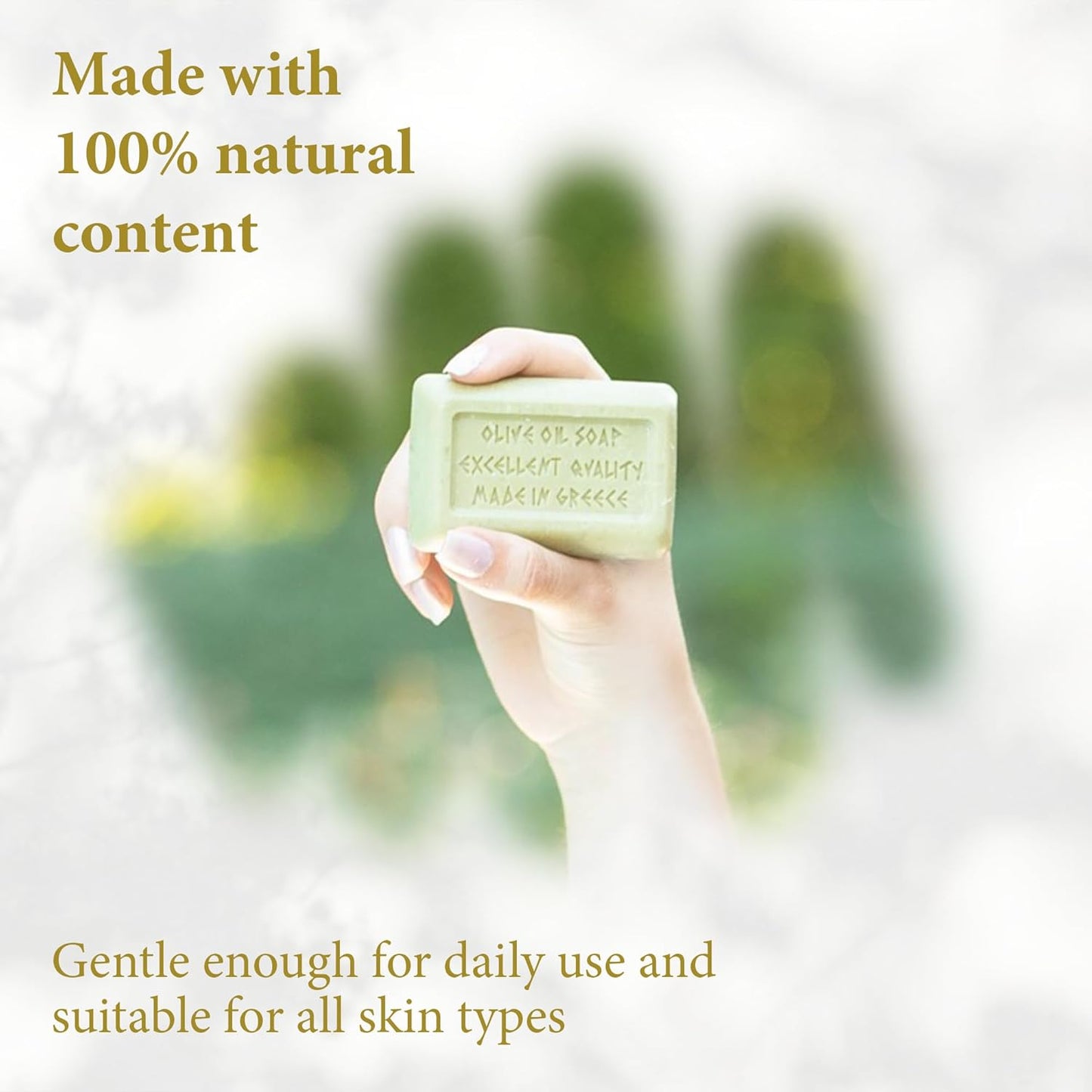 Calithea 3 Pack Soap Bars: Olive Oil Soap with Shea Butter & Oatmeal