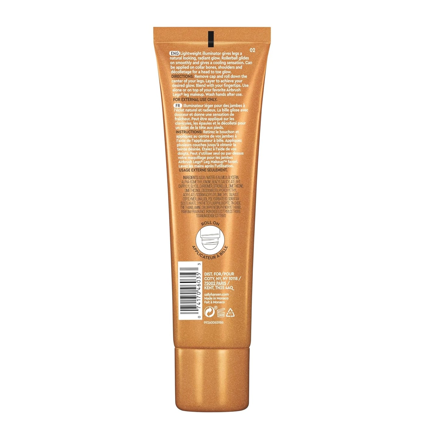Sally Hansen Airbrush Legs® Illuminator™, Leg Makeup, Golden Glow, Easy Application, Flawless Looking Legs, Rollerball Applicator