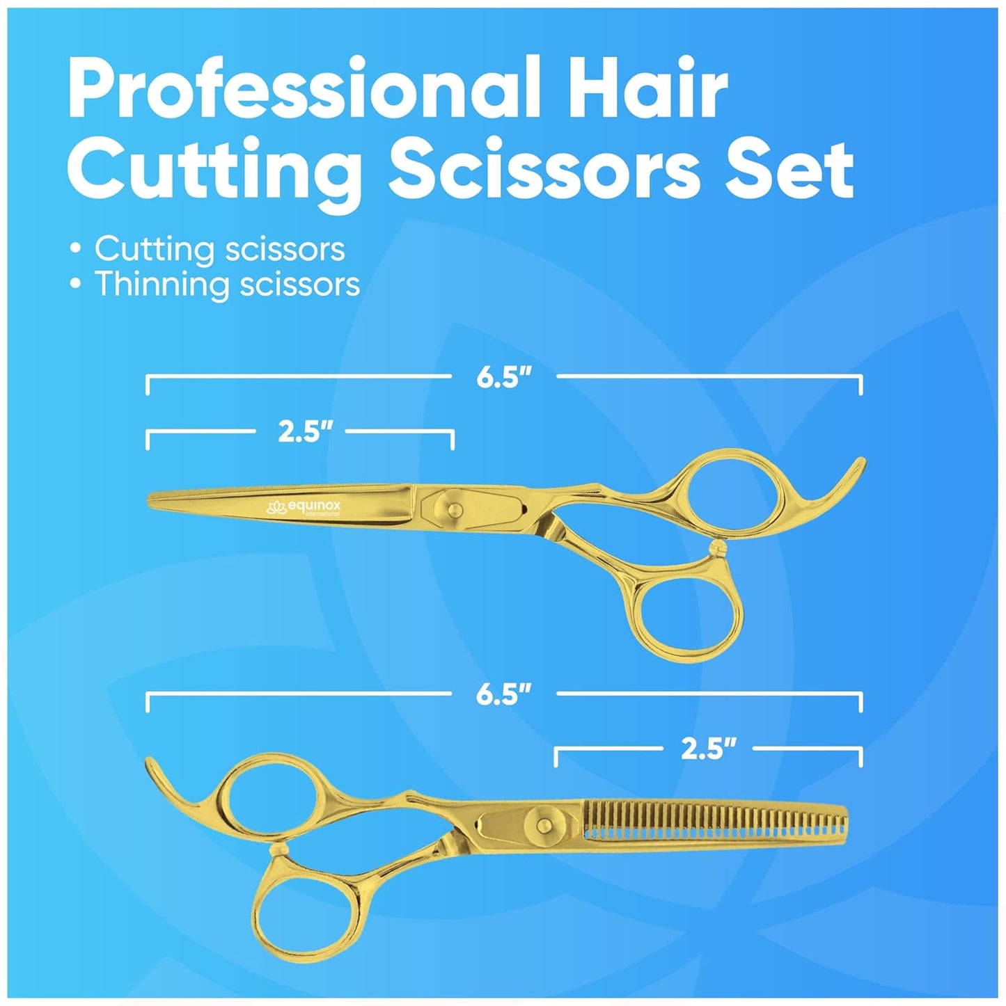Equinox Professional Barber Scissors Set - Includes Scissors & Thinning Shears for Hair Cutting & Grooming, Japanese Stainless Steel Barber Accessories