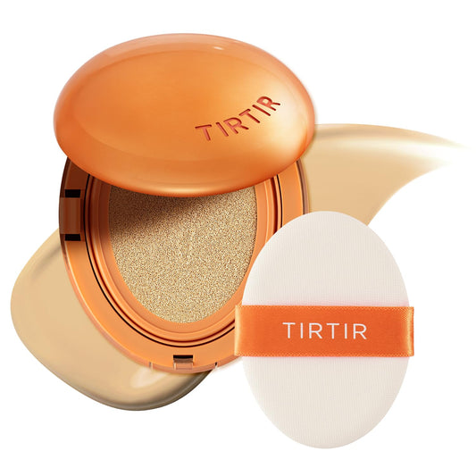 TIRTIR Mask Fit Ai Filter Cushion Foundation | AI-Like Semi-Matte Finish - Up to 72-Hour Medium to Full Coverage Korean BB Cushion Make up Beauty, #24W Soft Beige, 0.63 Fl Oz