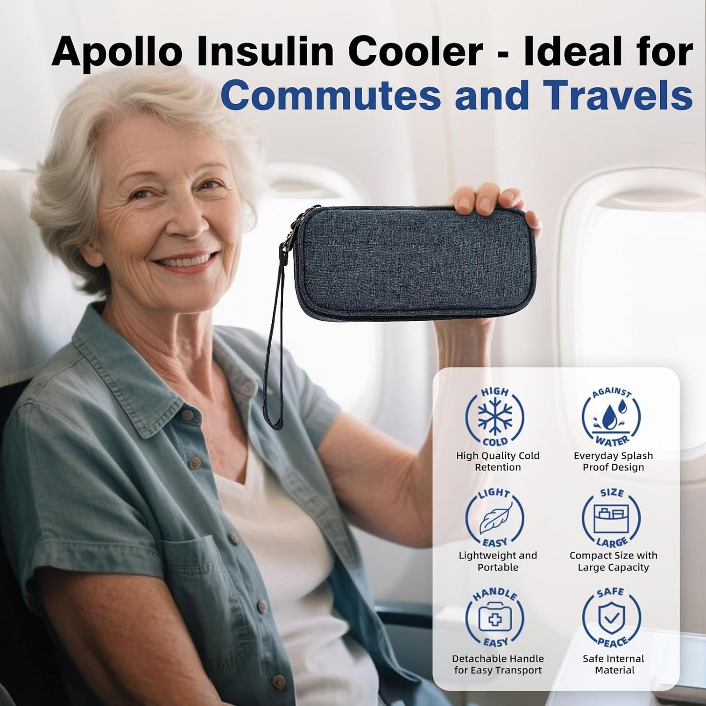 apollo walker Insulin Cooler Travel Case Diabetic Medication Cooler with Ice Packs and Insulation Liner insulin cooler travel case tsa approved