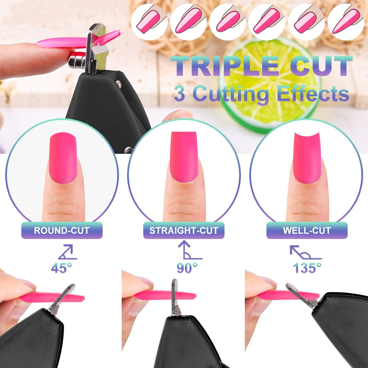 Black Adjustable Nail Clippers with Magnets Sizers for Acrylic Nails, Artificial Fake Nail False Nail Tip Cutter Trimmer Manicure Pedicure Sharp Blade Clip Tool For Salon Home Art Beauty