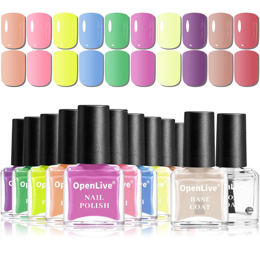 Nail Polish Set, 10 Color With 2PCS Base and Top Coat Nail Polish