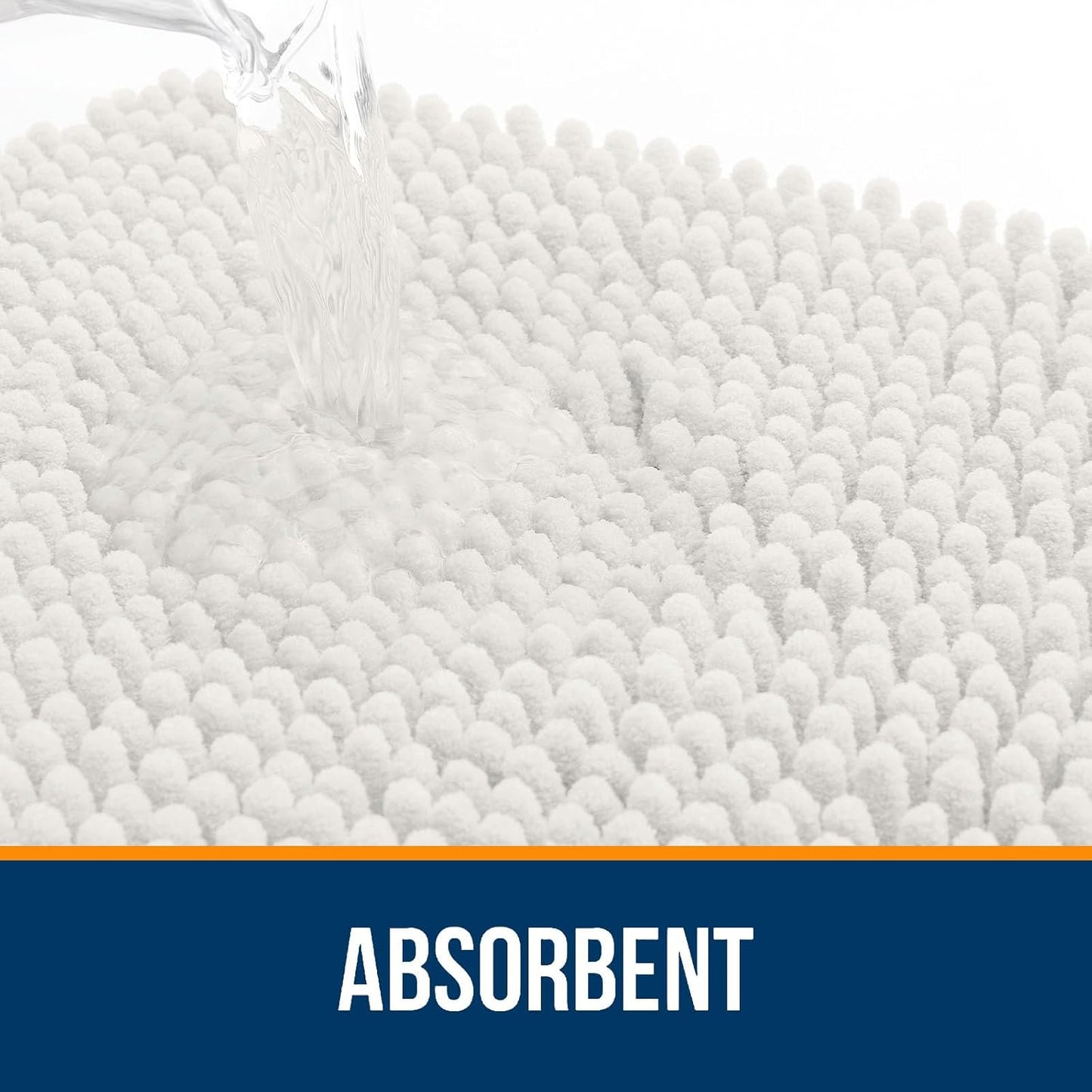 OLANLY Bathroom Rugs 44x32, Extra Soft Absorbent Chenille Bath Rugs, Rubber Backing Quick Dry, Machine Washable Bath Mats for Bathroom Floor, Tub and Shower, Home Decor Accessories, Ivory