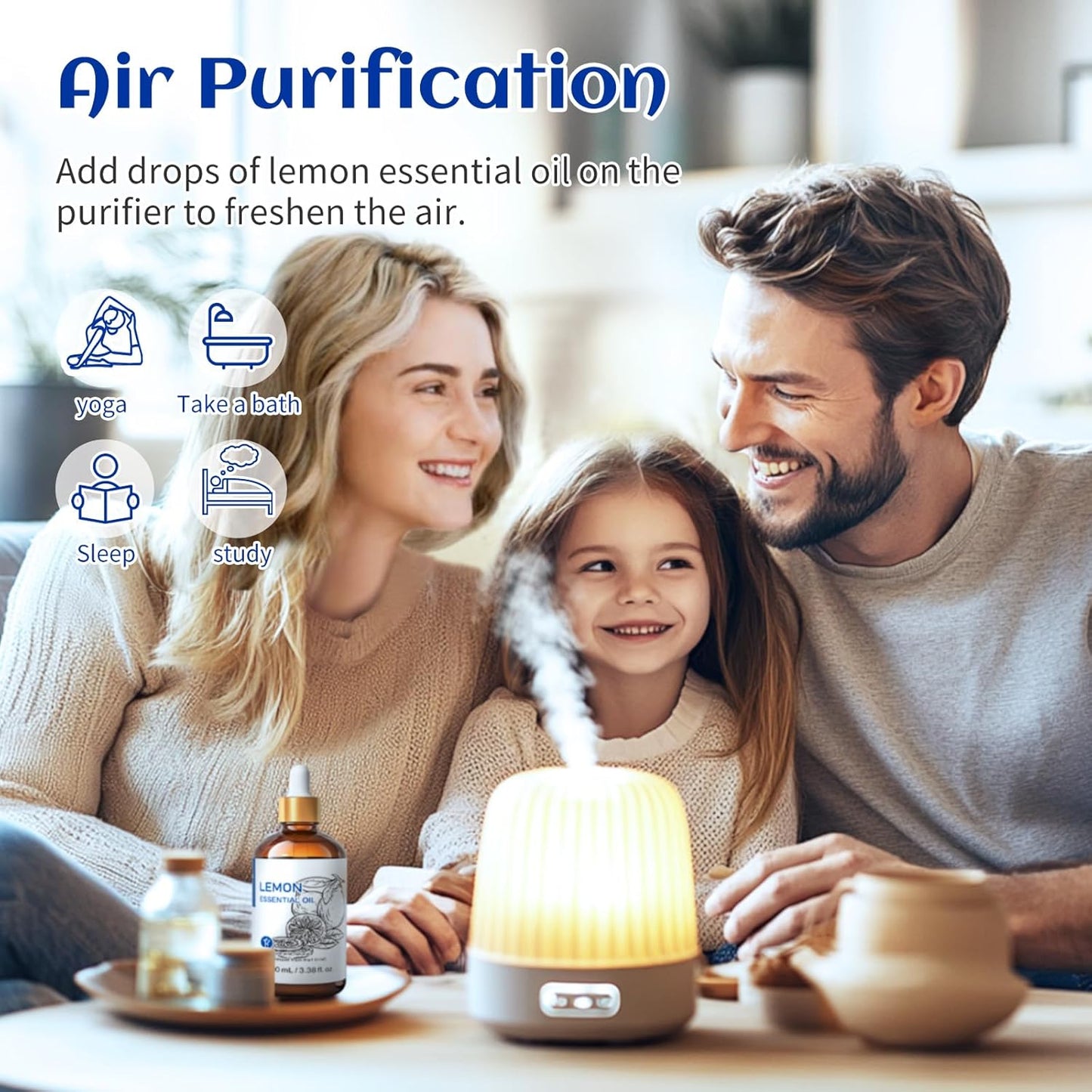 HIQILI Lemon Essential Oil, Household Cleaning, Air Purification, Skin Care, Can be Added to Cleansers, Sprays, Body Lotions Use - 3.38 Fl Oz/100ML