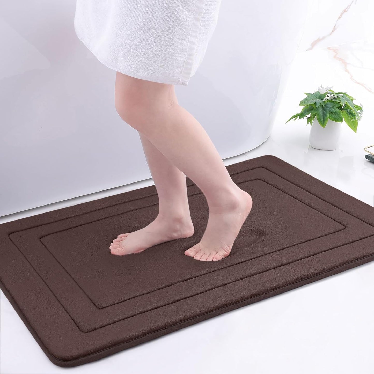 Arotive Memory Foam Bathroom Rug Mat 36x24, Ultra Soft and Absorbent Bath Mat, Machine Wash Dry, Comfortable Bath Rug Carpet for Bathroom Floor, Tub and Shower, Brown