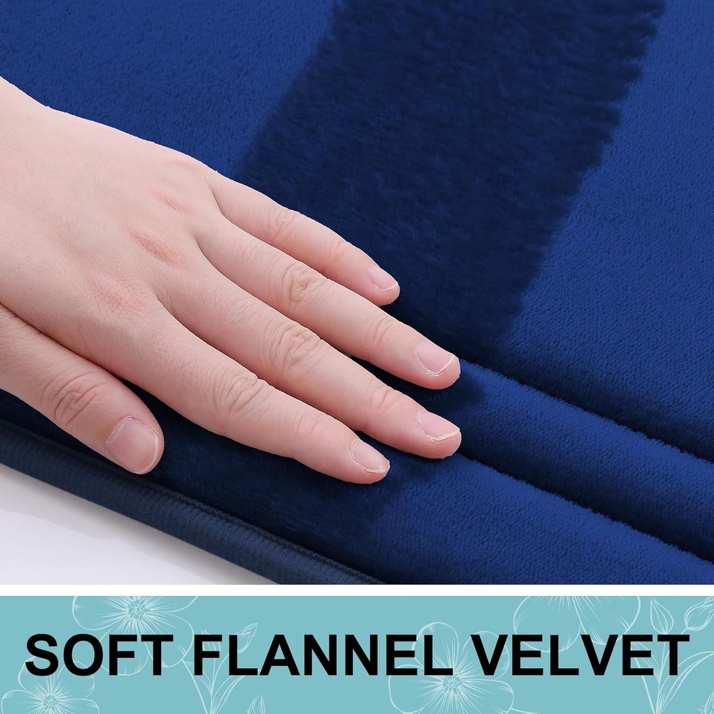 Grandaily Memory Foam Bath Mat Rug 47x32, Ultra Soft, Non-Slip and Absorbent Bathroom Rugs, Machine Wash Dry, Comfortable Bath Carpet for Bathroom Floor, Tub and Shower, Navy Blue