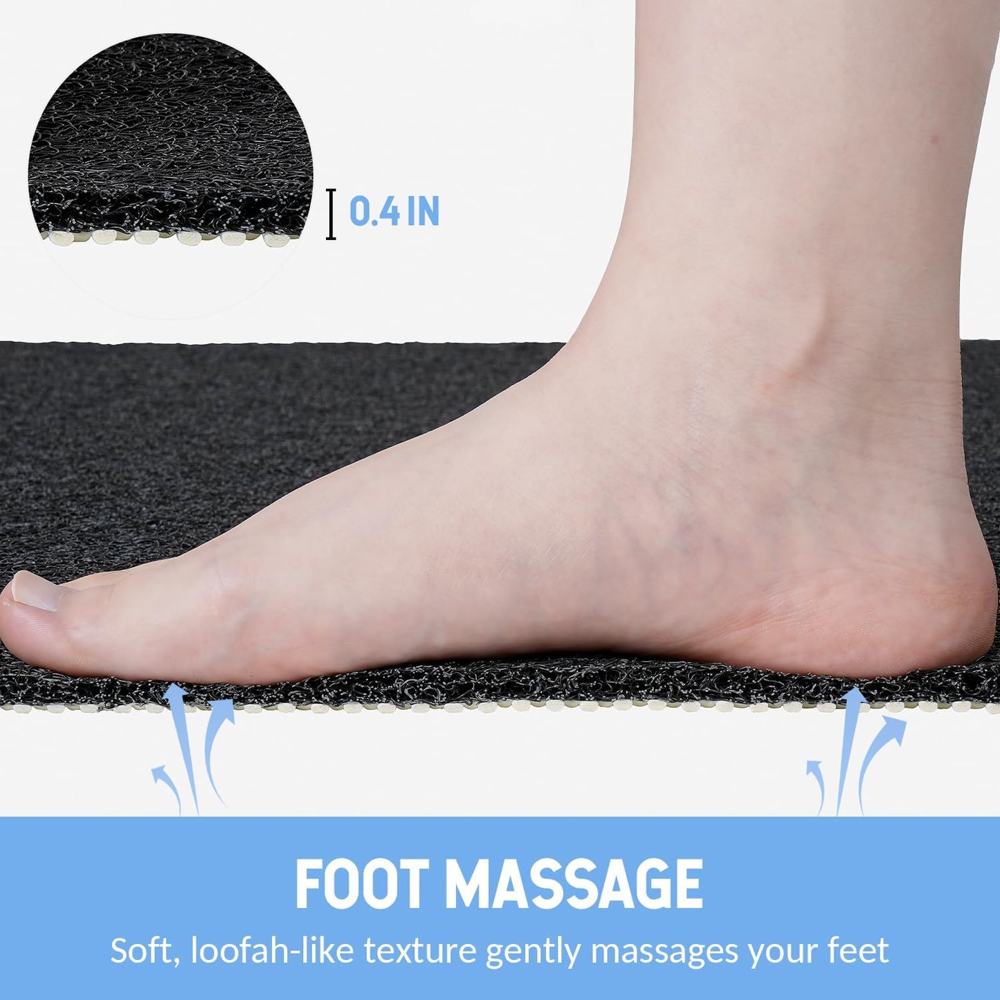 Non-Slip Bathtub Mat, Anti Slip Shower Mat, Fast Drying Bathtub Mats, Foot Scrubber Mat, Anti Slip Mat for Tub, Floor, Bathroom, Kitchen, Home, Hotel (Black 36"×24")