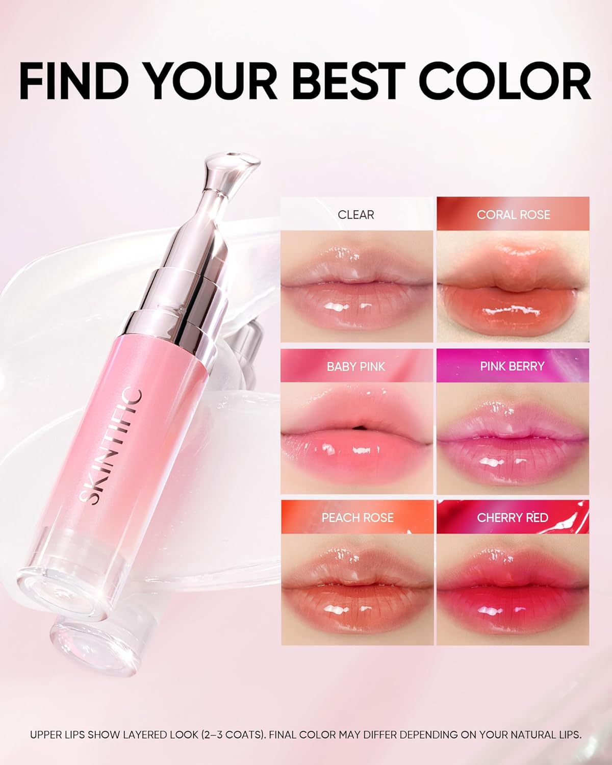 Hydrating Brightening Lip Serum, Smooth Tinted Lip Stain, Plumping Lip Gloss with Polypeptide Squalane, Moisturizing Balms, Brighten Dark Lips, Korean Beauty Makeup (04 Pink Berry)