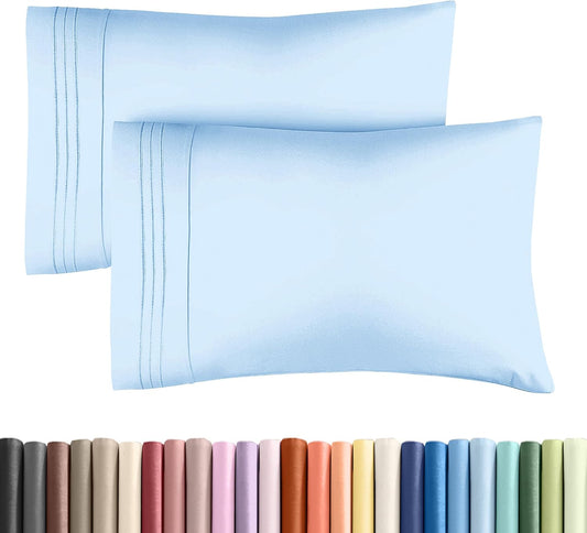 Queen Pillow Cases Set of 2 - Ultra Soft Hotel Quality Pillowcase Covers - Comfy, Cozy & Wrinkle Free - Shrink, Stain & Fade Resistant - Machine Washable Pillow Protectors - 2 Piece Set - Light Blue