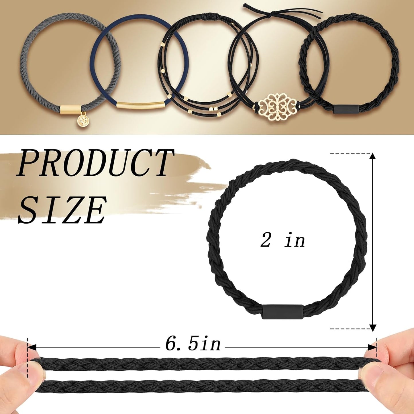 Hair Tie Bracelet, 5 Pcs Boho Hair Ties For Girls and Women, Elastic Hair Ties, Hair Bands For Ponytails, Ponytail Holder For Daily Life, Sport, Cooking, Working (Set 15)