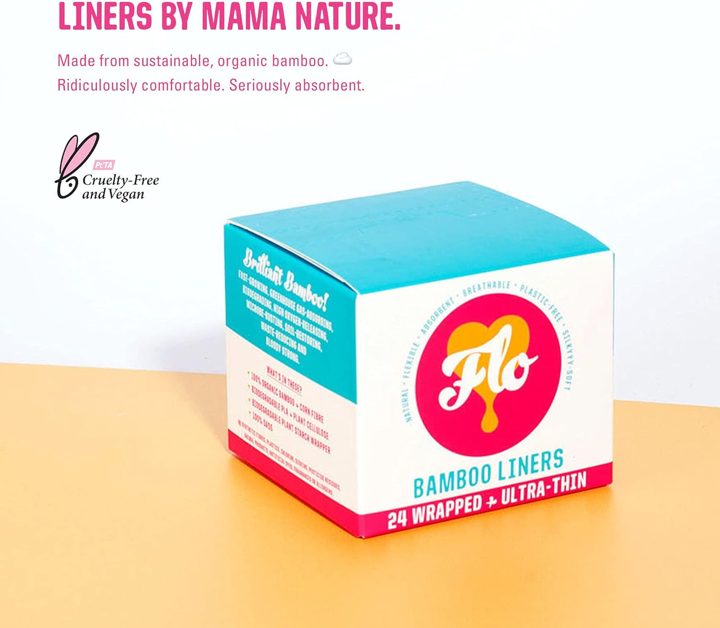 Flo Bamboo Daily Panty Liners Wrapped + Ultra Thin (24 liners)