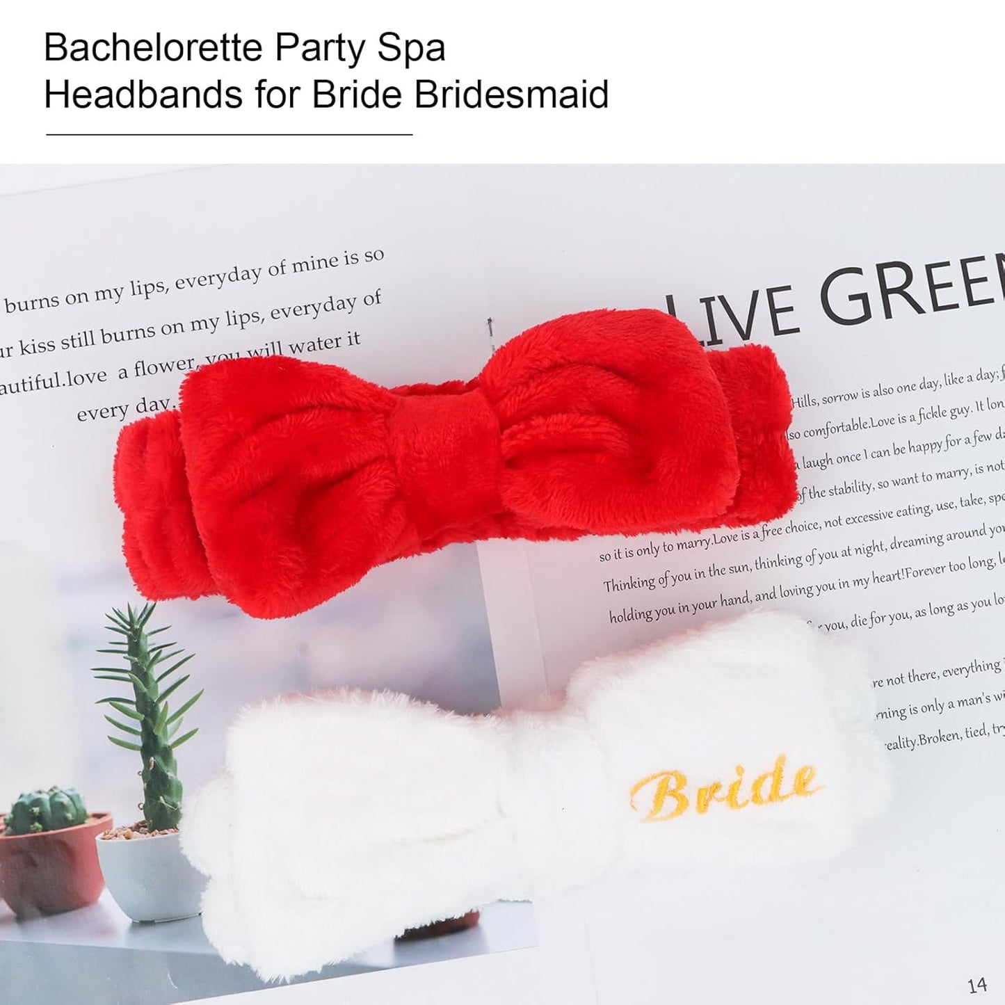 CIEHER Spa Headbands for Bachelorette Party Favors, 8 Pcs Red & White Spa Headbands for Bride & Bridesmaid, Bachelorette Gifts for Bride Skincare Makeup Hair Styling