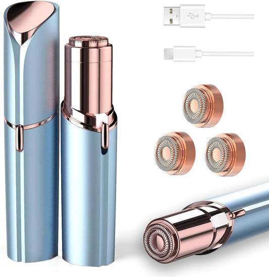 Facial Hair Removal for Women, Electric Face Razors for Woman, Rechargeable Women Mustache Remover with 3 Replacement Heads